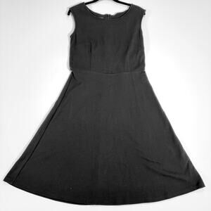 Talbots Black Fit & Flare Dress Medium Sleeveless A-Line Knee Length Classic